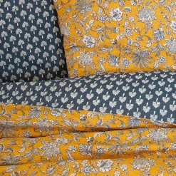 Linnea Parure de lit 240x220 cm pur coton ASCHWINI motif floral jaune 3 pièces* Parure De Lit