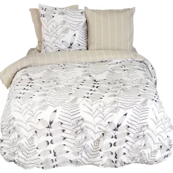 Linnea Parure de lit 260x240 cm pur coton ALIX motif végétation blanc et noir 3 pièces* Parure De Lit