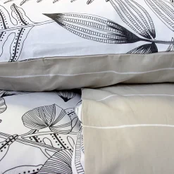 Linnea Parure de lit 260x240 cm pur coton ALIX motif végétation blanc et noir 3 pièces* Parure De Lit