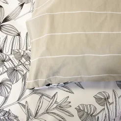Linnea Parure de lit 260x240 cm pur coton ALIX motif végétation blanc et noir 3 pièces* Parure De Lit