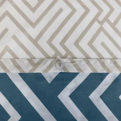 Parure de lit 240x220 cm pur coton PHOSY motif géométrique bleu 3 pièces><noscript><img width=