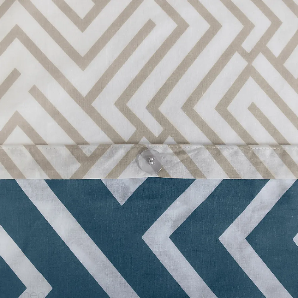 Parure de lit 240x220 cm pur coton PHOSY motif géométrique bleu 3 pièces>Linnea