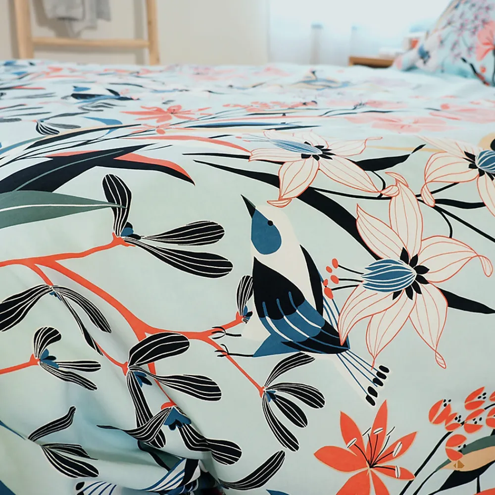 Parure de lit 260x240 cm Satin de coton PAYA Bleu 3 pièces>Linnea Clearance