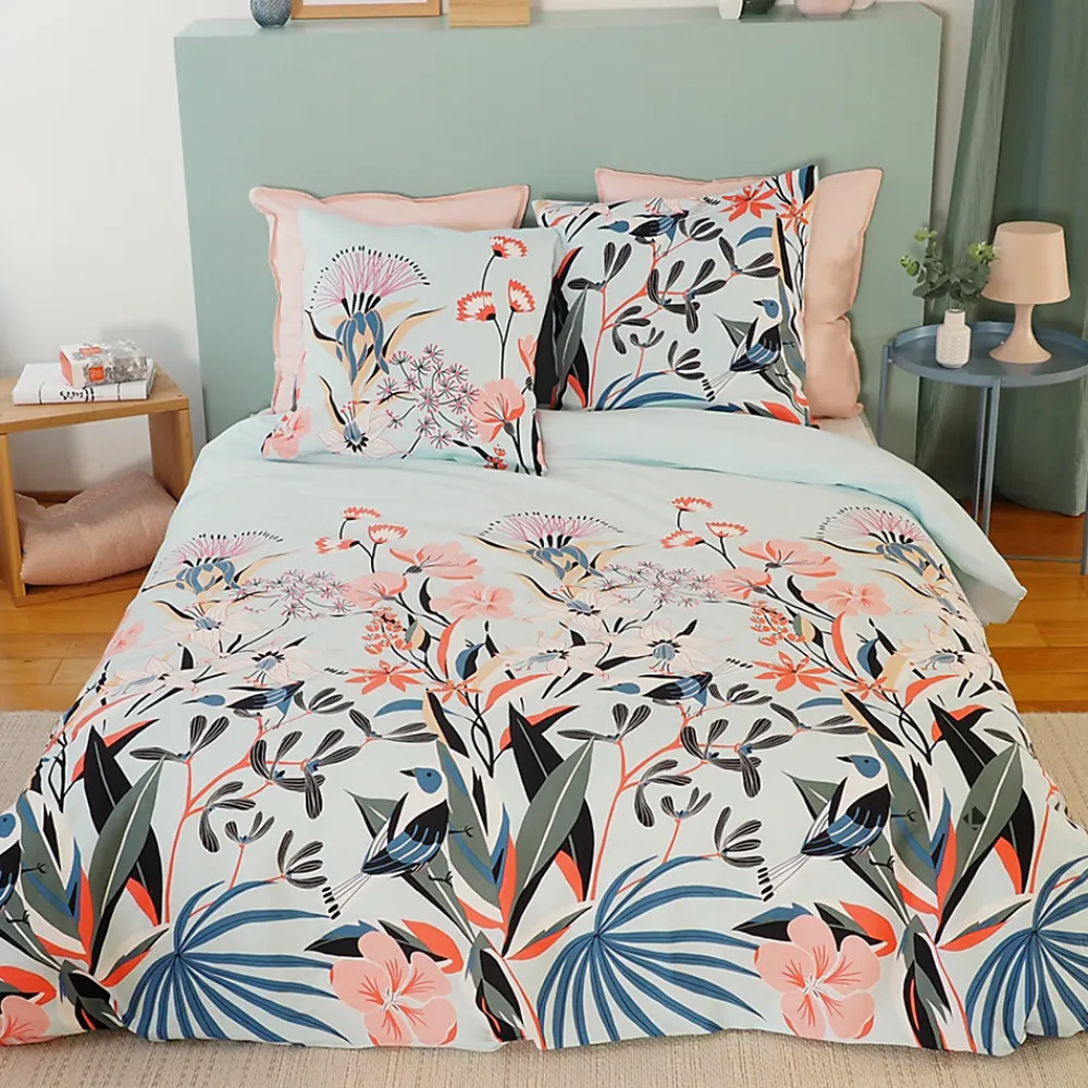 Parure de lit 260x240 cm Satin de coton PAYA Bleu 3 pièces>Linnea Clearance
