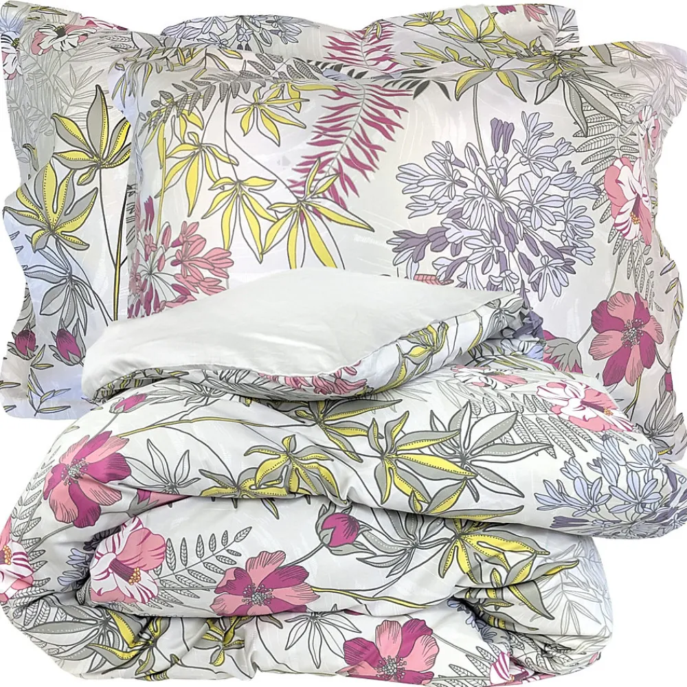 Parure de lit 200x200 cm satin de coton ANAÏS multicolore 3 pièces taies 50x70 cm>Linnea Hot