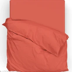 Parure de lit 260x240 cm satin de coton SAPRI rouge sienne 3 pièces><noscript><img width=