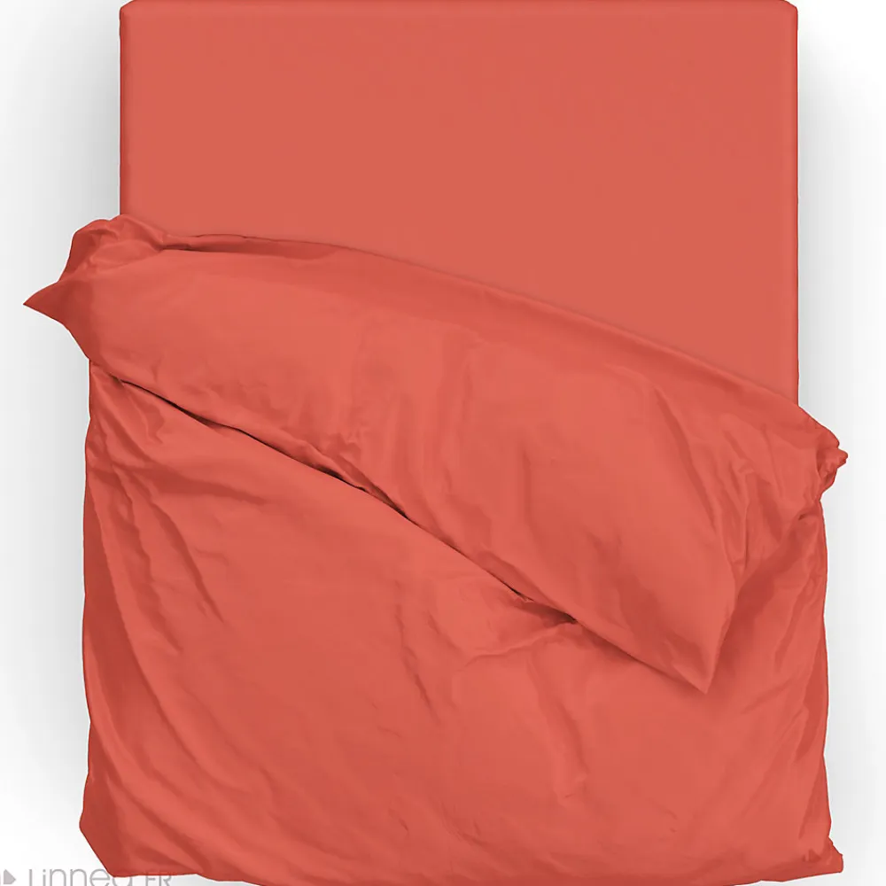 Parure de lit 260x240 cm satin de coton SAPRI rouge sienne 3 pièces>Linnea Hot