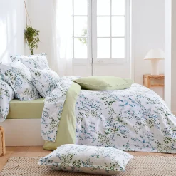 Linnea Parure de lit 240x220 cm satin de coton ANGÈLE vert tilleul 3 pièces* Parure De Lit