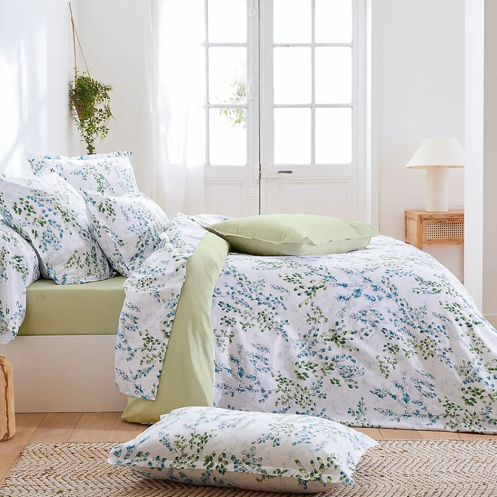 Linnea Parure de lit 240x220 cm satin de coton ANGÈLE vert tilleul 3 pièces* Parure De Lit