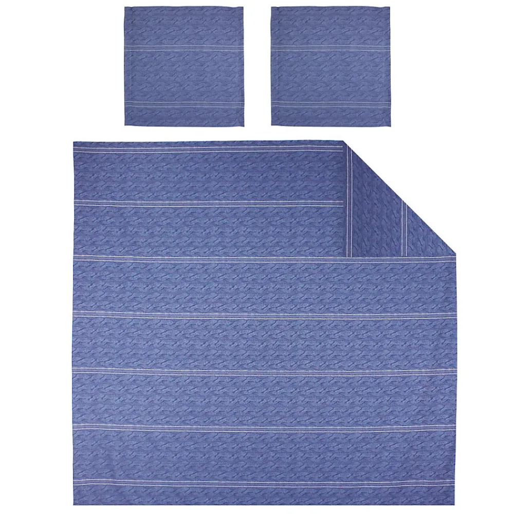 Parure de lit 240x220 cm Satin de coton VENDOME Bleu foncé>Linnea Best