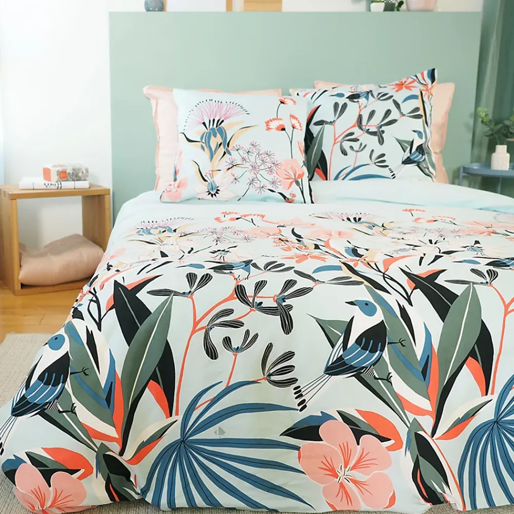 Linnea Parure de lit 240x220 cm Satin de coton PAYA Bleu 3 pièces* Parure De Lit
