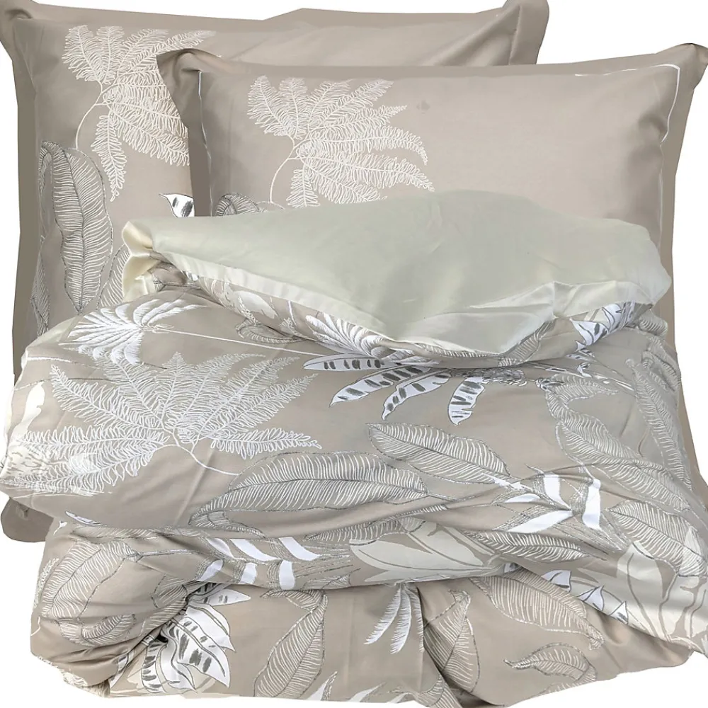 Parure de lit 240x220 cm satin de coton CAYENNE beige Ficelle 3 pièces>Linnea Online