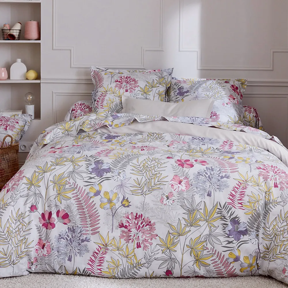 Parure de lit 240x220 cm satin de coton ANAÏS multicolore 3 pièces taies 50x70 cm>Linnea Sale