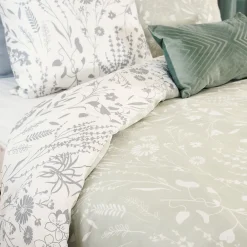 Parure de lit 240x220 cm Satin de coton SUSIE Vert 3 pièces><noscript><img width=