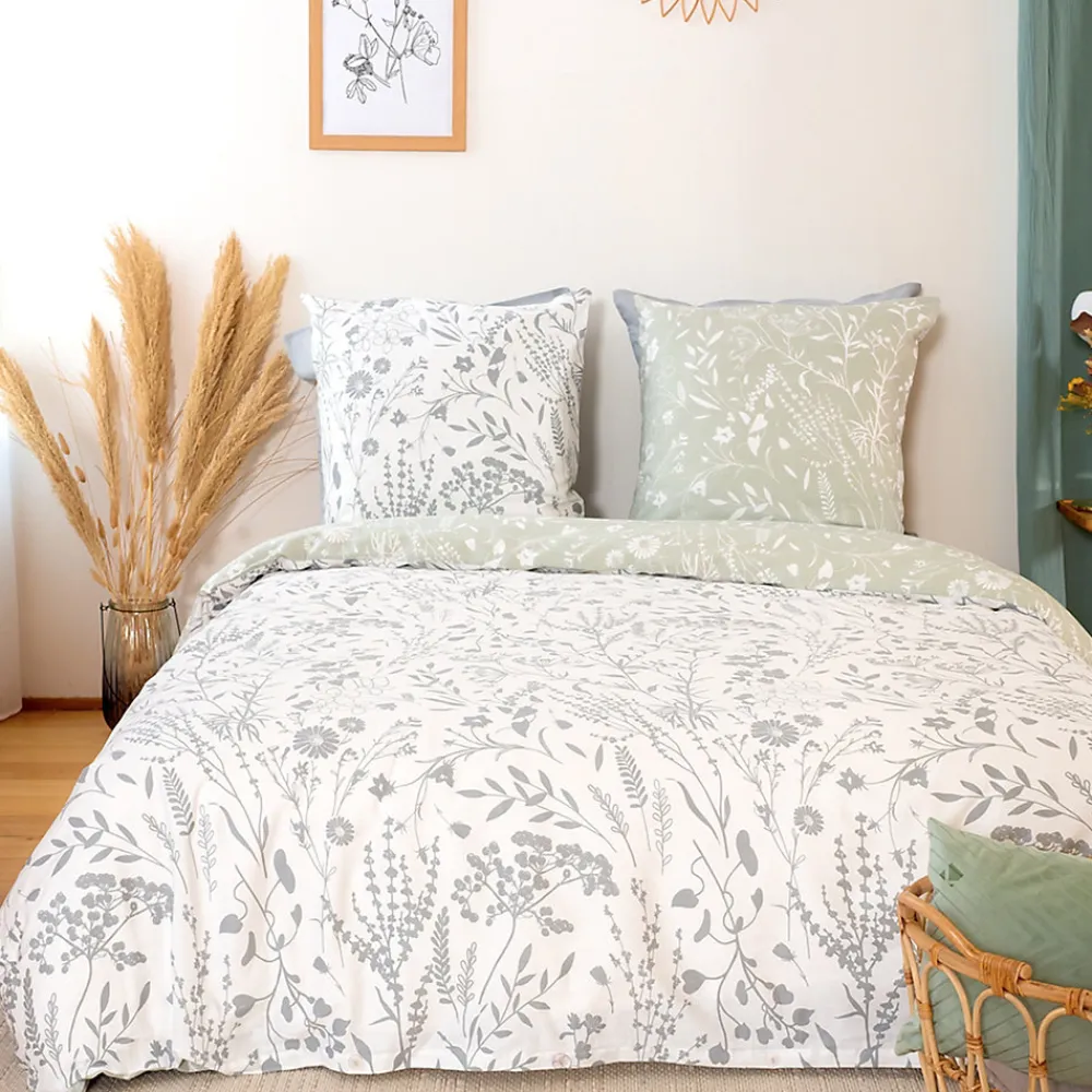 Parure de lit 240x220 cm Satin de coton SUSIE Vert 3 pièces>Linnea New