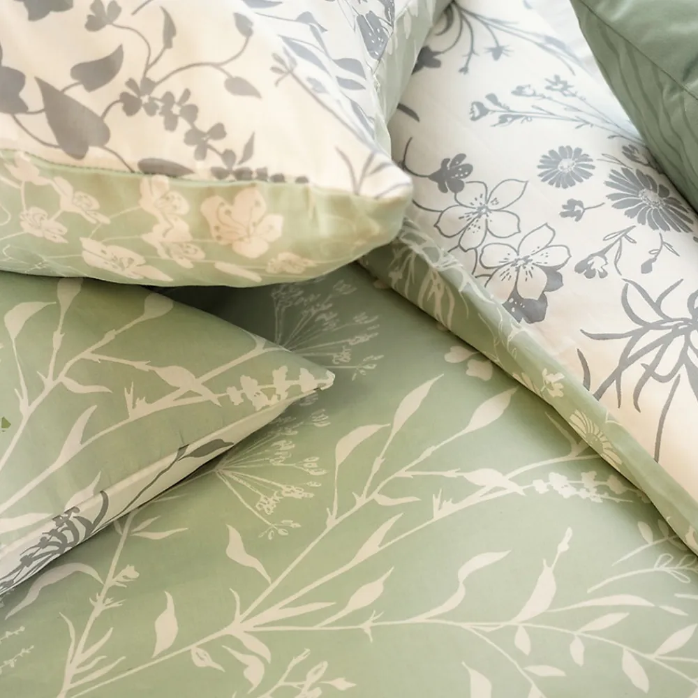 Parure de lit 240x220 cm Satin de coton SUSIE Vert 3 pièces>Linnea New