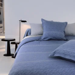Parure de lit 260x240 cm Satin de coton VENDOME Bleu foncé>Linnea Best