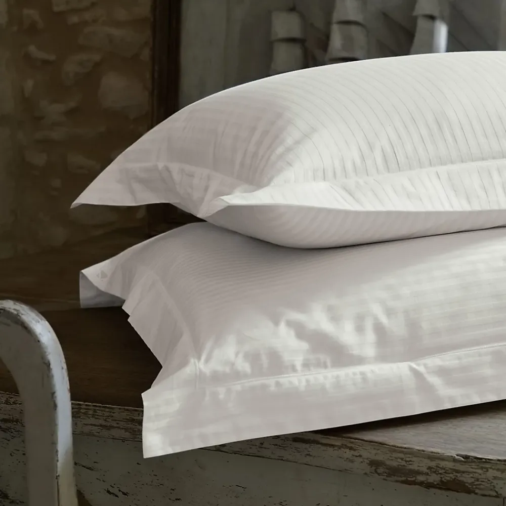 Linnea Parure de lit 280x240 cm set 50x70 satin CONCERTO rayures beige Craie* Parure De Lit