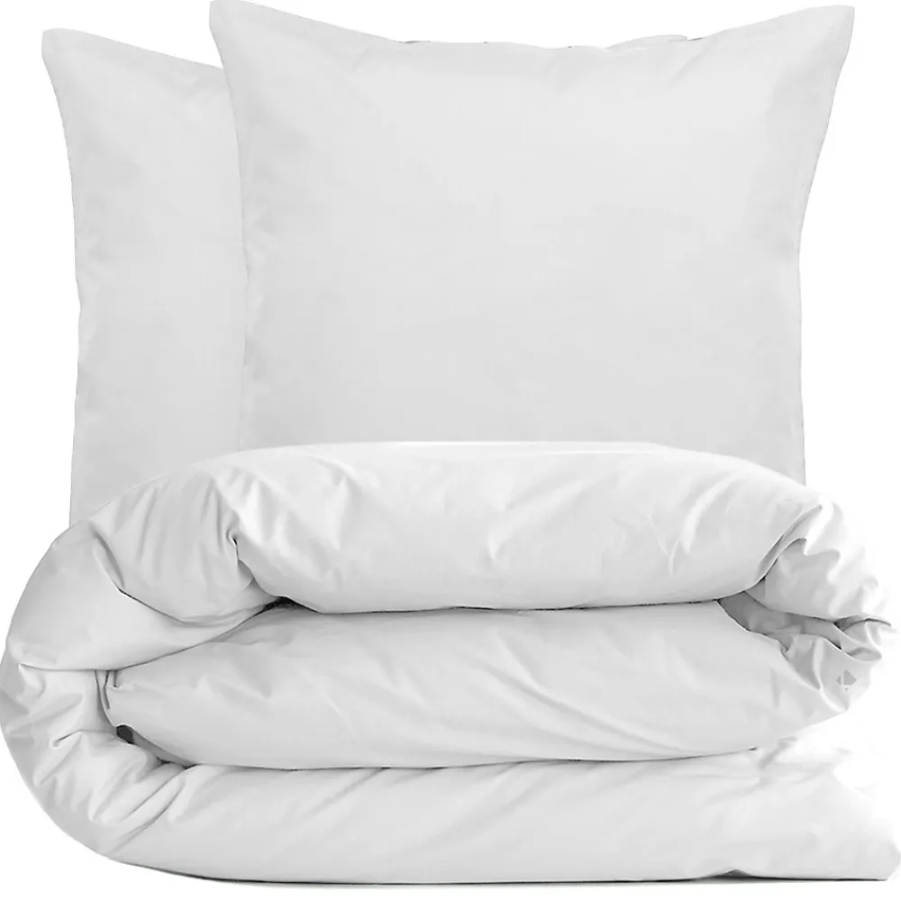 Parure de lit 240x220 cm set 65x65 cm percale MANOIR gris Perle>Linnea