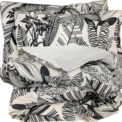 Linnea Parure de lit 240x220 cm taies 50x70 cm percale de coton ALBA beige/noir 3 pièces* Parure De Lit