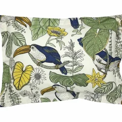 Parure de lit 140x200 cm 50x70 cm coton TOCO vert 2 pièces><noscript><img width=