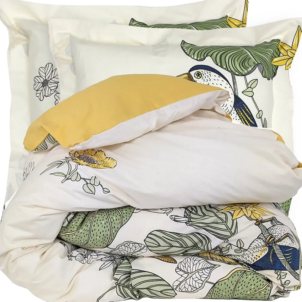 Linnea Parure de lit 140x200 cm 65x65 cm coton TOCO vert 2 pièces* Parure De Lit