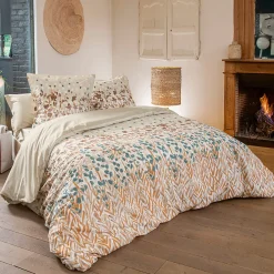 Parure de lit 200x200 cm 65x65 cm coton ÉVASION pêche 3 pièces>Linnea Sale