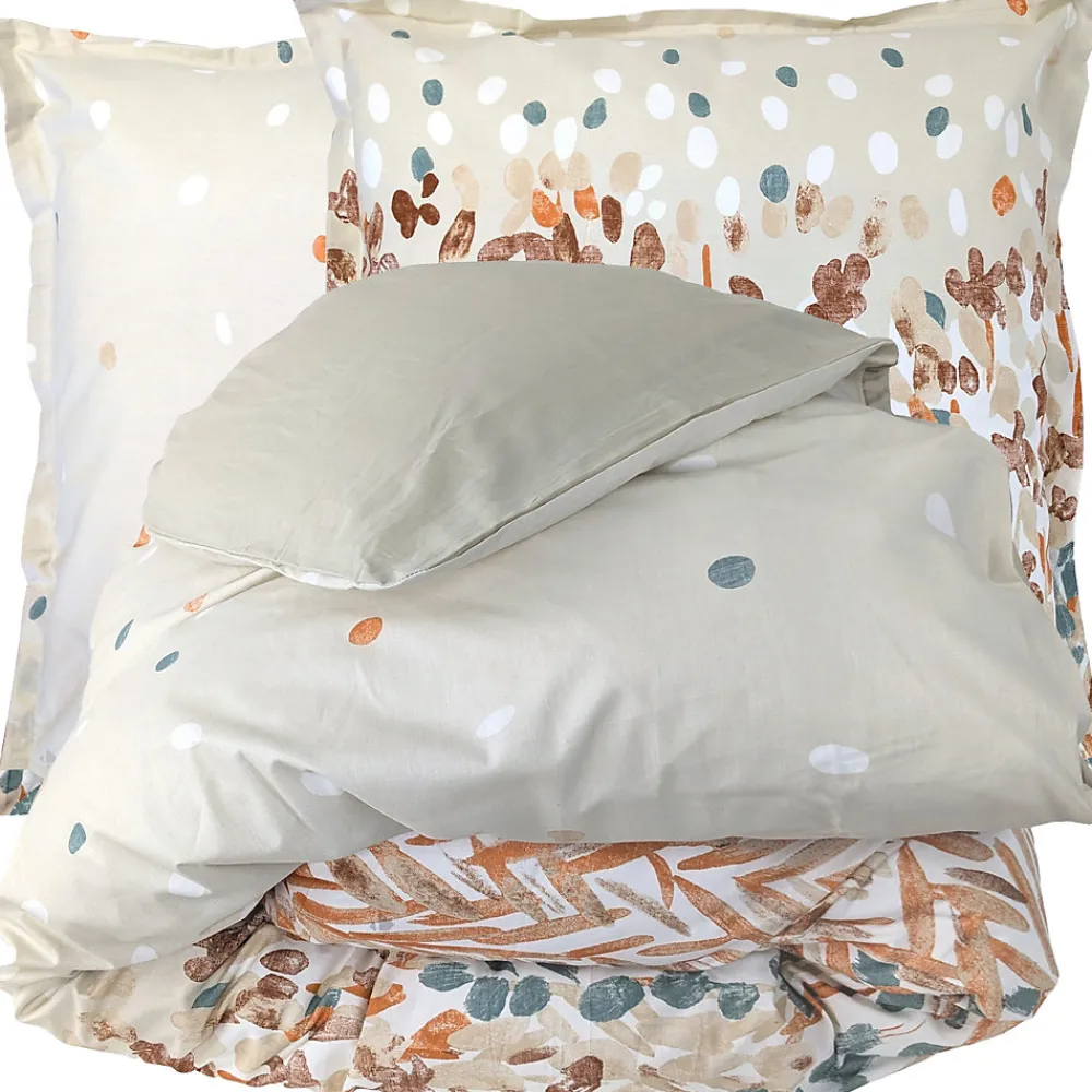 Parure de lit 200x200 cm 65x65 cm coton ÉVASION pêche 3 pièces>Linnea Sale