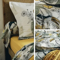 Parure de lit 200x200 cm 65x65 cm coton TOCO vert 3 pièces><noscript><img width=