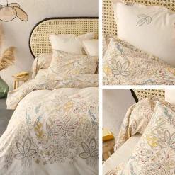 Parure de lit 200x200 cm 50x70 cm coton OKY écru Naturel 3 pièces><noscript><img width=