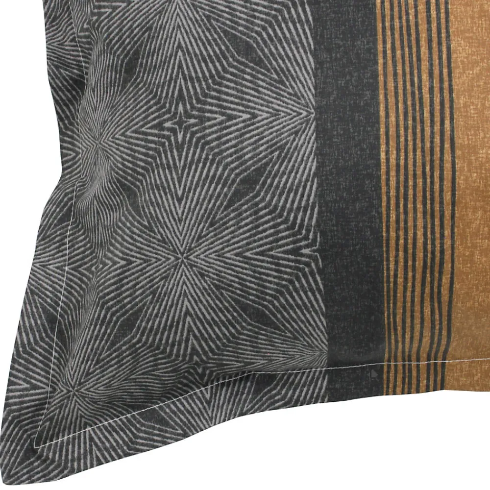 Parure de lit 260x240 cm 50x70 cm en satin de coton TIAGO noir>Linnea Discount
