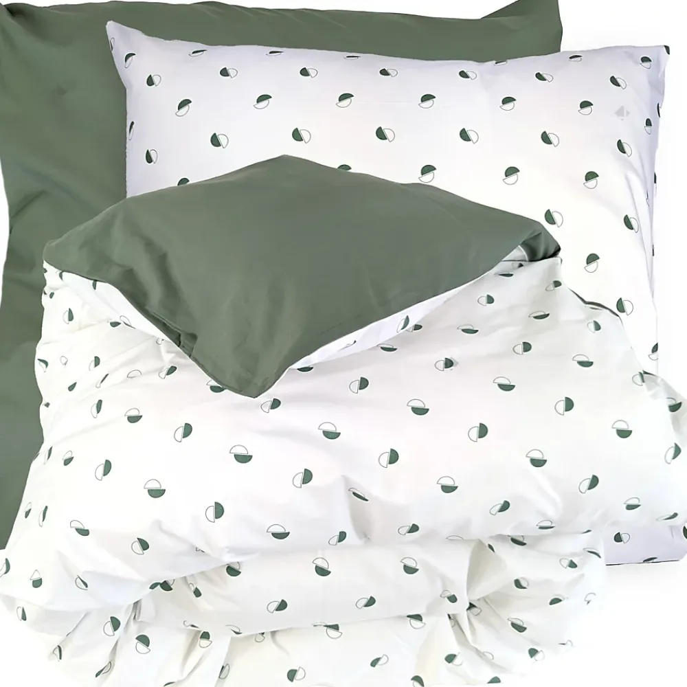 Linnea Parure de lit 260x240 cm 65x65 cm percale coton ALEX vert Kaki 3 pièces* Parure De Lit
