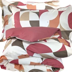 Parure de lit 280x240 cm 50x70 cm percale MODULO acajou 3 pièces>Linnea New