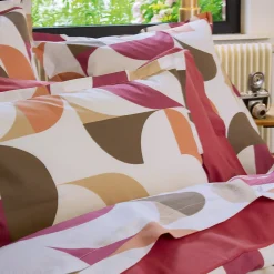 Parure de lit 280x240 cm 50x70 cm percale MODULO acajou 3 pièces><noscript><img width=