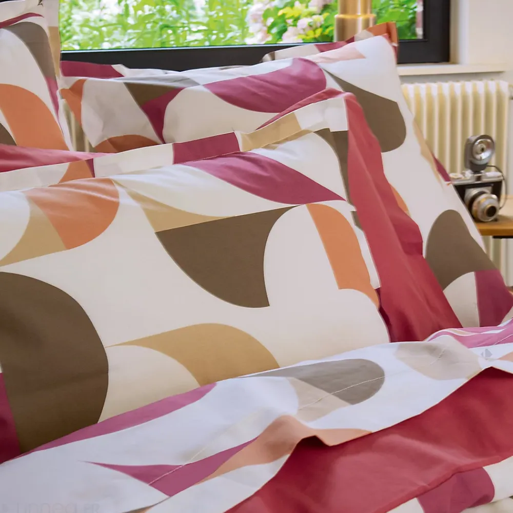 Linnea Parure de lit 140x200 cm 50x70 cm percale MODULO acajou 2 pièces* Parure De Lit