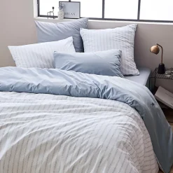Linnea Parure de lit 260x240 cm 50x70 cm percale GABY bleu Baltique 3 pièces* Parure De Lit