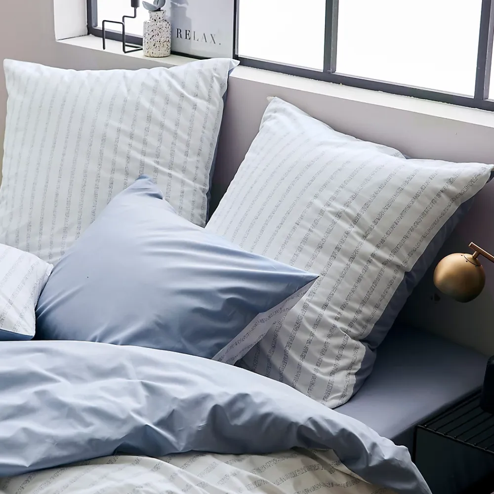 Linnea Parure de lit 260x240 cm 50x70 cm percale GABY bleu Baltique 3 pièces* Parure De Lit