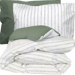 Linnea Parure de lit 240x220 cm 50x70 cm percale GABY vert Kaki 3 pièces* Parure De Lit