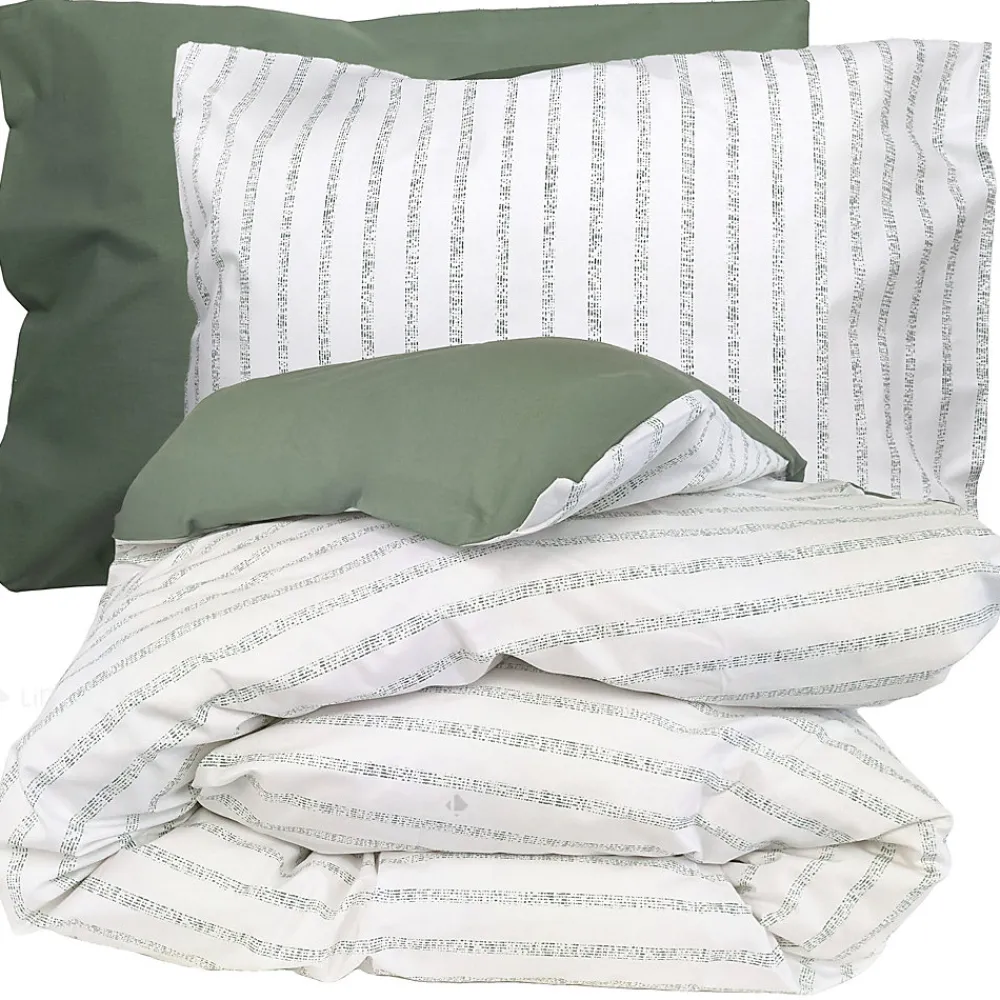 Linnea Parure de lit 240x220 cm 50x70 cm percale GABY vert Kaki 3 pièces* Parure De Lit