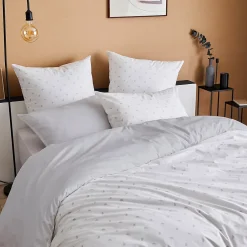 Linnea Parure de lit 200x200 cm 65x65 cm percale de coton ALEX gris Nuage 3 pièces* Parure De Lit