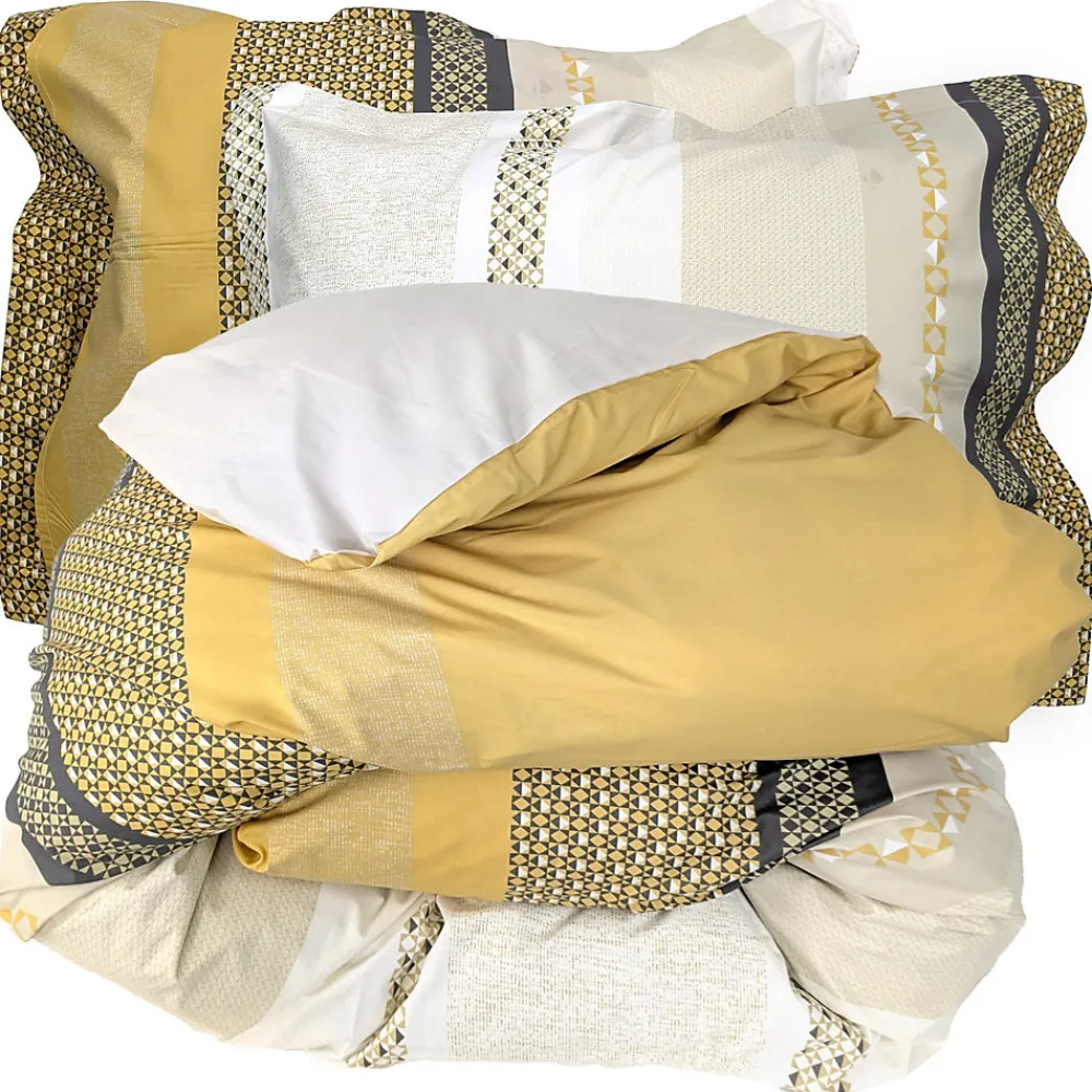 Parure de lit 200x200 cm 50x70 cm percale MARLOW Miel 3 pièces>Linnea