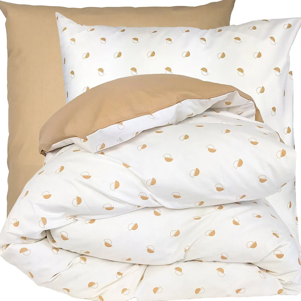 Parure de lit 240x220 cm 65x65 cm percale de coton ALEX marron Moka 3 pièces>Linnea Online