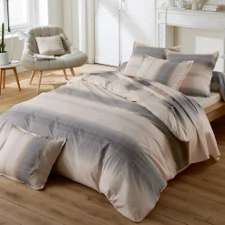 Parure de lit 200x200 cm 50x70 cm percale ESTEBAN beige 3 pièces>Linnea Sale