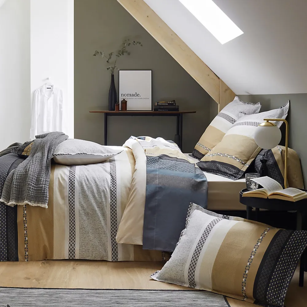 Linnea Parure de lit 140x200 cm 50x70 cm percale coton MARLOW acier* Parure De Lit