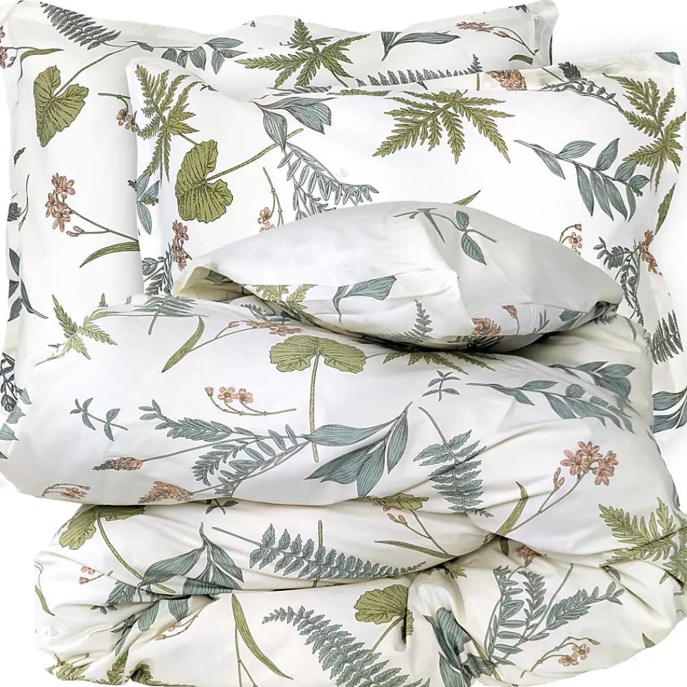 Linnea Parure de lit 140x200 cm 50x70 cm percale de coton FÉERIE Blanc sauge* Parure De Lit