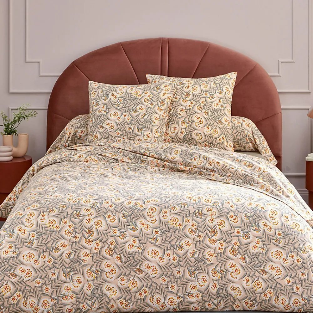 Parure de lit 140x200 cm 65x65 flanelle LILY gris orange 2 pièces>Linnea Clearance