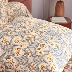 Parure de lit 140x200 cm 65x65 flanelle LILY gris orange 2 pièces><noscript><img width=