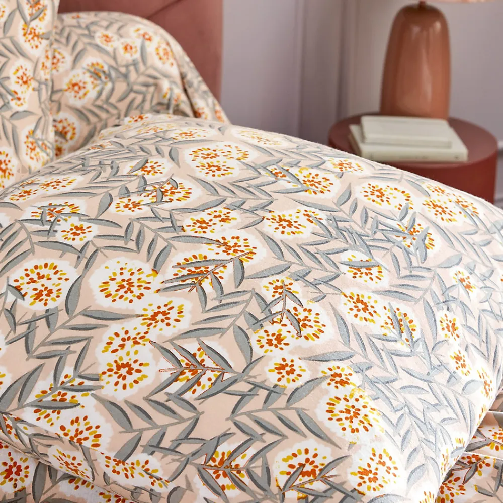 Parure de lit 140x200 cm 65x65 flanelle LILY gris orange 2 pièces>Linnea Clearance