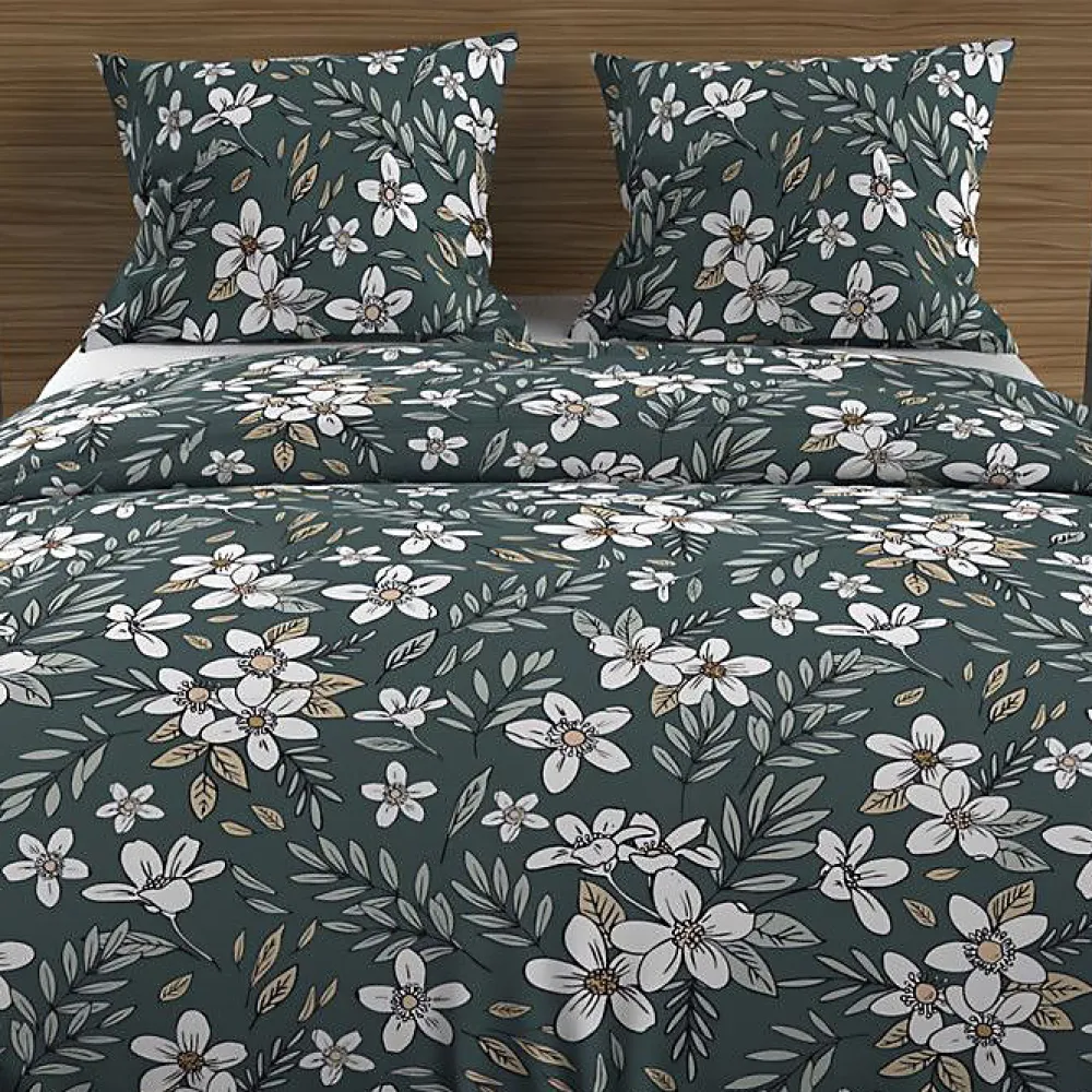 Soleil D'Ocre Parure housse de couette en coton 57 fils 240x220 cm MANON vert, par* Parure De Lit