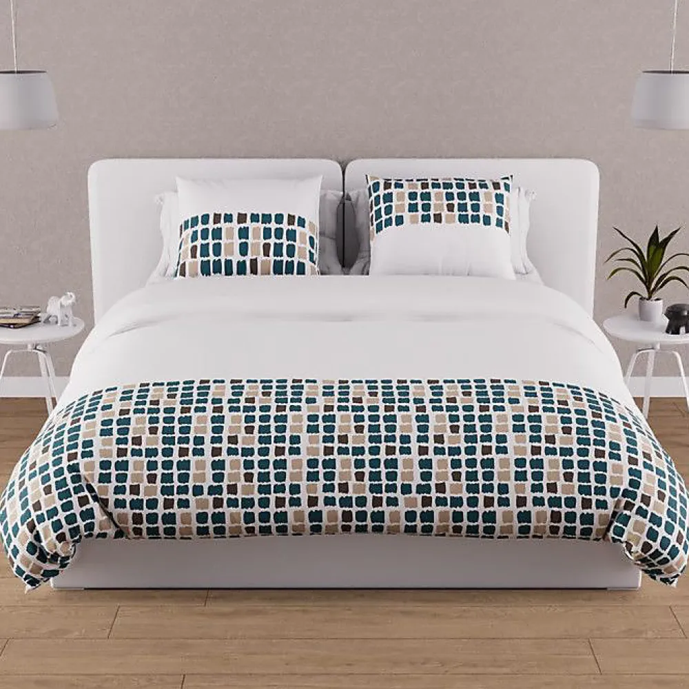 Parure housse de couette en coton 57 fils 240x220 cm FABIO bleu, par>Soleil D'Ocre Hot